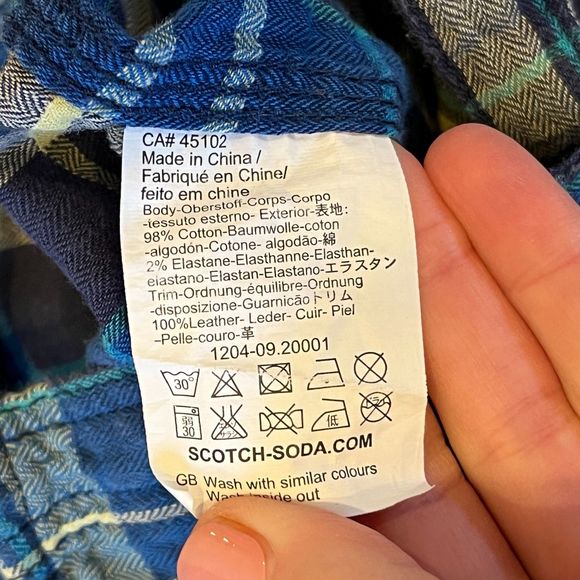 Scotch & Soda Mens' Blue Yellow Plaid Button Front Shirt Small - Picture 3 of 7